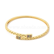 Colorful Cubic Zirconia Rectangle Hinged Bangle, Brass Jewelry for Women, Real 16K Gold Plated, Inner Diameter: 2-1/4x2 inch(5.8x5.1cm)(BJEW-L681-007G)
