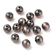 Opaque Acrylic Beads, Round, Copper Plated, 8x7.5mm, Hole: 1.6mm(MACR-M032-12R)