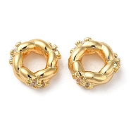 Brass Micro Pave Cubic Zirconia Beads, Twist Ring, Real 18K Gold Plated, 8x3mm, Hole: 3.3mm(KK-P239-29A-G)