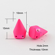 Fluorescent Acrylic links, Rubberized, Cone, Hot Pink, 15x10x10mm, Hole: 2mm, about 650pcs/500g(MACR-S182-04)