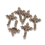 Tibetan Style Alloy Pendants, For Easter, Cadmium Free & Nickel Free & Lead Free, Crucifix Cross, Antique Bronze, 48x31x5mm, Hole: 2mm(X-TIBEP-3035-AB-NR)