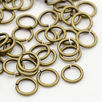 laiton ronde anneaux ouverts de saut pour les bijoux bricolage, Anneaux ouverts, bronze antique, Jauge 18, 7x1 mm, diamètre intérieur: 5 mm, environ80 pcs / 10 g
