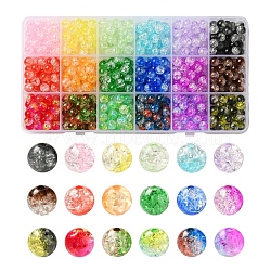 594pcs 18 Colors Transparent Crackle Acrylic Beads, Round, Mixed Color, 8x7.5mm, Hole: 1.8mm, 33pcs/color(CACR-YW0001-04)