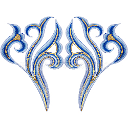 2Pcs Cloud Clothing Computerized Embroidery Cloth Iron on/Sew on Patches, Costume Accessories, Appliques, Blue, 330x210x1mm(DIY-GF0012-97D)