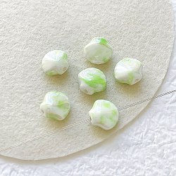 Shell Shape Handmade Porcelain Beads, Lime Green, 12~12.5x13~13.5x7~7.5mm, Hole: 1.8~2mm(X1-PORC-E022-01D)