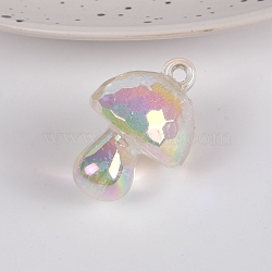Bubble Style Transparent Acrylic Pendants, AB Color Plated, Mushroom, Clear, 35x24mm(MUSH-PW0001-006A)