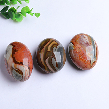 Natural Ocean Agate Oval Healing Stones, Pocket Palm Stones for Reiki Ealancing, 40~50mm