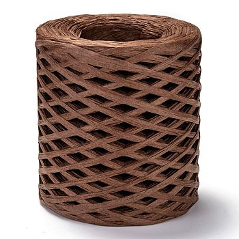 Raffia Ribbon, Packing Paper String, for Gift Wrapping, Party Decor, Craft Weaving, Saddle Brown, 3~4mm, about 200m/roll