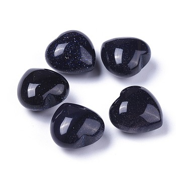 Synthetic Blue Goldstone Beads, No Hole/Undrilled, Heart, 20x20x13~13.5mm