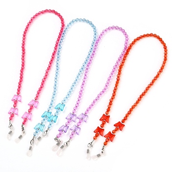 Butterfly Design Eyeglass Chains for Women, Glasses String Holder, with Acrylic Beads, 304 Stainless Steel Lobster Claw Clasps, Colorful, 21.25 inch(54cm)