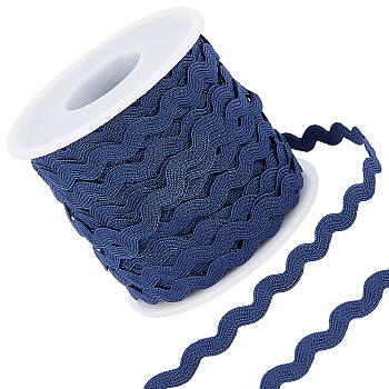 Wave Bending Fringe Trim, with Plastic Empty Spools, for Cloth Dress DIY Making Decorate, Prussian Blue, Trim: about 3/16 inch~3/8 inch(5~8.5mm), about 27.34 Yards(25m)/Roll