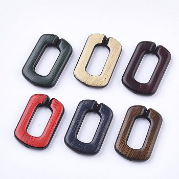 Acrylic Linking Rings, Quick Link Connectors, For Cable Chains Making, Imitation Wood, Oval, Mixed Color, 30.5x20x5mm, Inner Diameter: 18x8mm