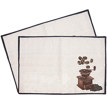 Coffee Theme Cotton and Linen Cup Mats, Daily Supplies, Rectangle with Word, Other Pattern, 350x500mm