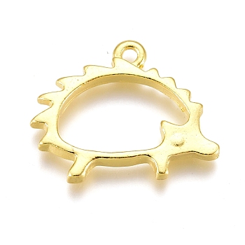Alloy Open Back Bezel Pendants, For DIY UV Resin, Epoxy Resin, Pressed Flower Jewelry, Hedgehog, Golden, 16x20.5x2.5mm, Hole: 1.5mm