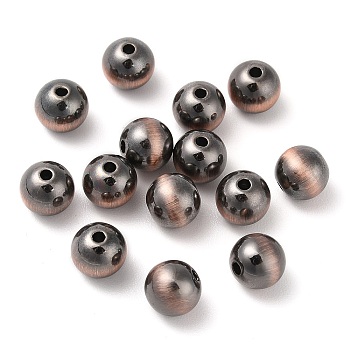 Opaque Acrylic Beads, Round, Copper Plated, 8x7.5mm, Hole: 1.6mm