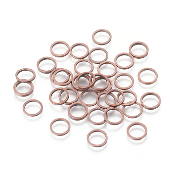 Brass Linking Rings, Red Copper, 8x0.7~1mm