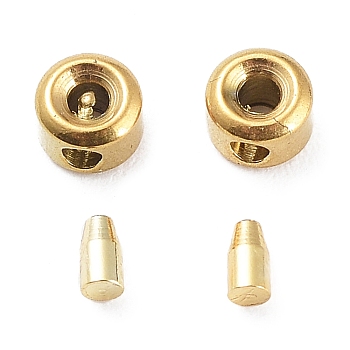 304 Stainless Steel Bead Tips, Flat Round, Golden, 2x3mm, Hole: 1mm, Inner Diameter: 1mm
