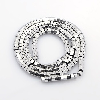 Pentagon Electroplate Non-magnetic Synthetic Hematite Beads Strands, Platinum Plated, 3x2mm, Hole: 1mm, about 210pcs/strand, 15.8 inch