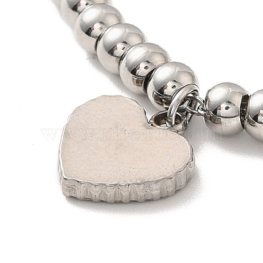 304 Stainless Steel Heart Charm Bracelet with Enamel(BJEW-B057-08P)-3