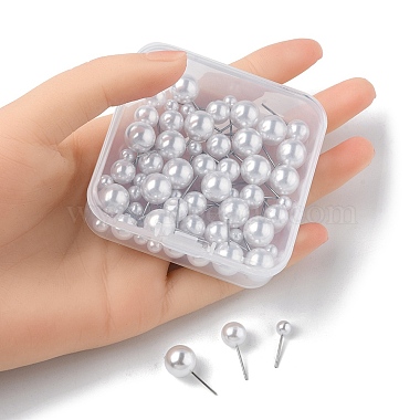 60Pcs 3 Size Grade A Plastic Imitation Pearl Stud Earrings for Women(EJEW-YW0001-09)-4