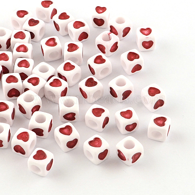 7mm Red Cube Acrylic Beads