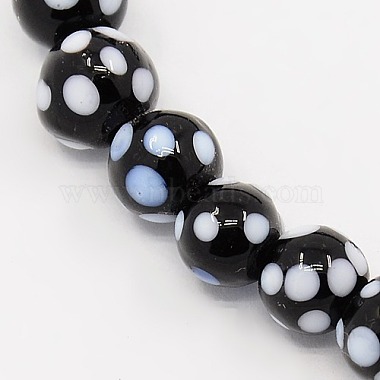 8mm Black Round Lampwork Beads