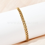 201 Stainless Steel Cuba Chian Bracelet for Men, Golden, 8-1/8 inch(20.5cm)(BJEW-B138-07G)