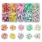 60g 10 Styles Handmade Polymer Clay Cabochons, Polymer Clay Slices for Nail Art, Phone Case Decoration & Resin Crafts Accessories, Daisy, Medium Spring Green, 4.5x6x0.4mm, 6g/style(CLAY-CJ0001-66)