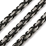 201 Stainless Steel Byzantine Chains, Soldered, without Spool/Card Paper, Stainless Steel Color, Black, 11x5x4.5mm(SA-E001-14BP-05)