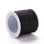 Nylon Braided Cord, Chinese Knotting Cord for Beading Jewelry Making Macrame Craft, Black, 1mm, 100yards/roll(NWIR-K013-B05)