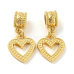 Tibetan Style Alloy European Dangle Charms, Large Hole Pendants, Hollow Heart, Golden, 25mm, Pendant: 14.5x13x2mm, Hole: 4.5mm(PALLOY-F199-38G)