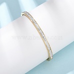 304 Stainless Steel Micro Pave Cubic Zirconia Hinged Bangles for Women, with Polymer Clay, Ion Plating(IP), Long-Lasting Plated, Real 18K Gold Plated, 1/8 inch(0.4cm), Inner Diameter: 2x2-3/8 inch(5x5.9cm)(BJEW-B161-06G)