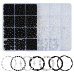 2130Pcs 10 Styles Transparent Glass Beads, Round, Mixed Color, 4~10x3~10mm, Hole: 0.8~1.5mm(GLAA-YW0003-88)
