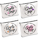 4Pcs Printed Polyester Cosmetic Pouches, Waterproof Clutch Bags, Toiletry Bags for Women, Rectangle, Word, 245x195x50mm(AJEW-WH20158-005)