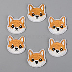 Computerized Embroidery Cloth Iron on/Sew on Patches, Appliques, Costume Accessories, Dog, Goldenrod, 33x34x1.5mm(DIY-S040-065A)
