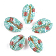 Printed Cowrie Shell Beads, No Hole/Undrilled, Colorful, 20~25x13~17x7~8mm(X-SSHEL-T007-16D)