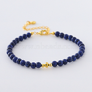 Synthetic Blue Goldstone Round Beaded Bracelet(RG1104-2)