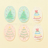 6Pcs 3 Styles Printed Opaque Acrylic Pendants, for Christmas, Oval with Chriatmas Tree Charm, Mixed Color, 39.5x26x2mm, Hole: 1.6mm, 2pcs/style(MACR-FS0001-56)