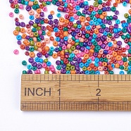8/0 Baking Paint Glass Seed Beads, Mixed Color, 3x2mm, Hole: 1~1.2mm, about 500pcs/50g(X-SEED-S002-KM)
