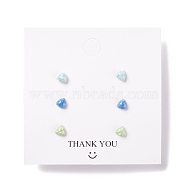 Triangle Resin Stud Earrings Set for Girl Women, with 925 Sterling Silver Plated Pins, Mixed Color, 6x6x3.5mm, Pin: 0.7mm, 3 pairs/set(EJEW-D278-12S)