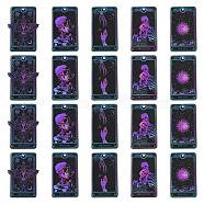 20Pcs 5 Styles Halloween Opaque Acrylic Pendants, Rectangle with Tarot Pattern, Black, 39x26.5x2mm, Hole: 1.8mm, 4pcs/style(OACR-CJ0001-41)