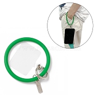 Silicone Loop Phone Lanyard, Wrist Lanyard Strap with Plastic & Alloy Keychain Holder, Green, 17.7cm(KEYC-E029-04B)