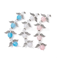 3 Strands 3 Colors DIY Resin Beaded Strands Set, with Antique Silver Plated Alloy Wings, Angel, Mixed Color, 18.5x22.5x8mm, Hole: 0.7mm, about 4pcs/strand, 2.76''(7cm), about 1 strand/color(AJEW-JB01179-01)