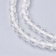 Natural Quartz Crystal Beads Strands, Rock Crystal Beads, Faceted, Round, Clear, 3mm, Hole: 1mm, about 106pcs/strand, 12.6 inch(32cm)(G-D166-A-3mm)