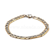 Two Tone Vacuum Plating 304 Stainless Steel Cuban Link Chain Bracelets, Golden & Stainless Steel Color, 8-1/4 inch(20.9cm)(BJEW-K231-02GP)