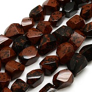 Nuggets Natural Mahogany Obsidian Beads Strands, 11~18x11~13mm, Hole: 1mm, about 26pcs/strand, 15.7 inches(G-P063-95)