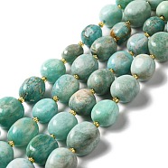 Natural Flower Amazonite Beads Strands, Oval, 9.5~19.5x8~13.5x5.5~13mm, Hole: 0.9~1.2mm, about 24~27pcs/strand, 14.96~15.55''(38~39.5cm)(G-B028-B03)