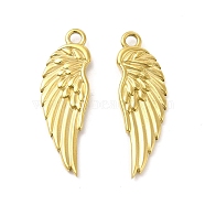 Ion Plating(IP) 304 Stainless Steel Pendants, Wing Charm, Real 14K Gold Plated, 29x9x2.5mm, Hole: 1.8mm(STAS-F284-15G)
