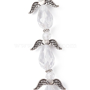 Angel Fairy Shape Electroplate Transparent Glass Beads Strands, with Tibetan Style Alloy Wing Beads and Nylon Wire, Clear, 25x20x10mm, Hole: 0.8mm, about 4pcs/strand, 3.94 inch(10cm)(AJEW-JB01172-01)