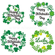 Saint Patrick's Day Carbon Steel Cutting Dies Stencils, for DIY Scrapbooking, Photo Album, Decorative Embossing Paper Card, Stainless Steel Color, Clover, 80~101x87~99x0.8mm, 4pcs/set(DIY-WH0309-1617)